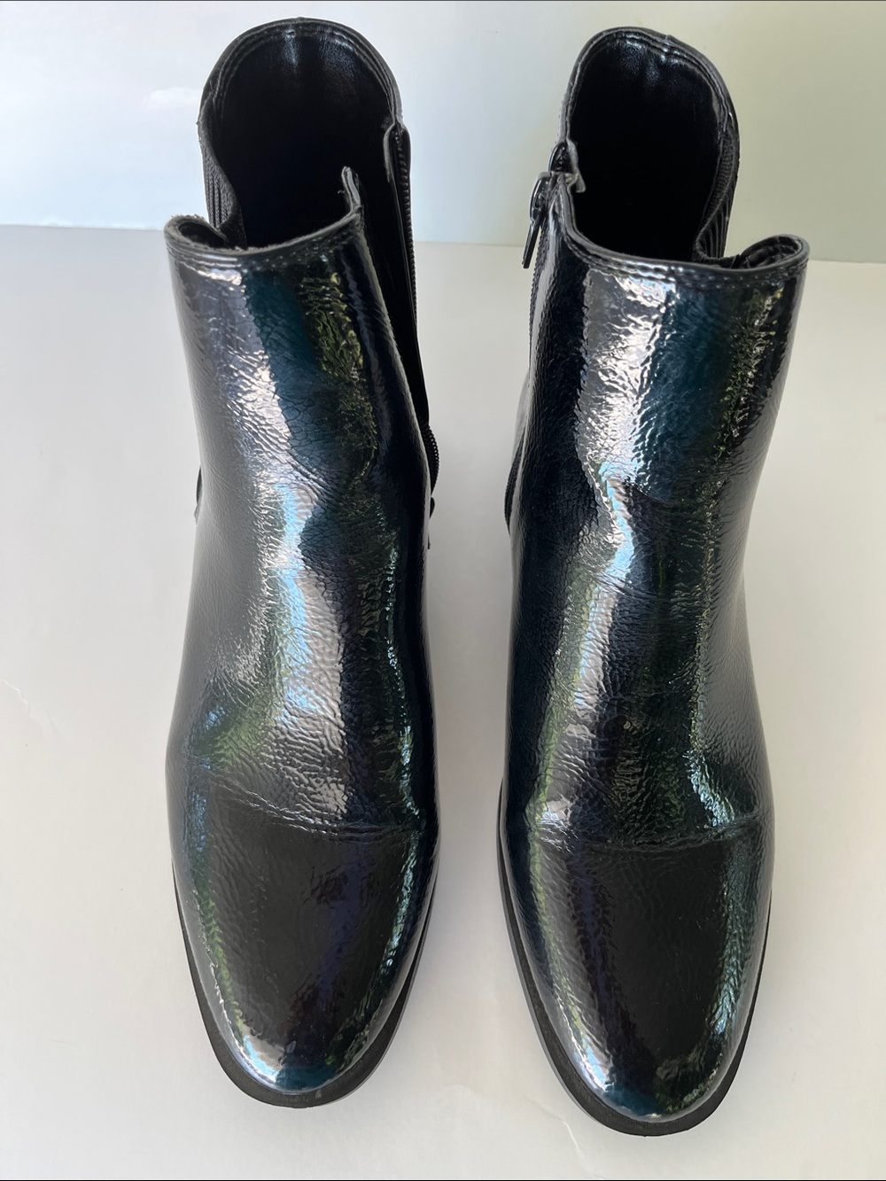 Nine West Black Iridescent Patent Ankle Boots
